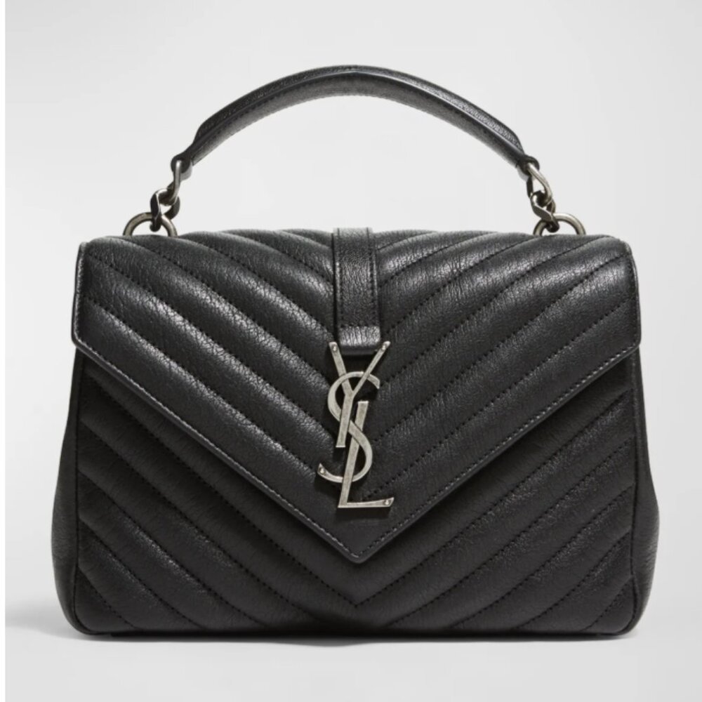 College Medium Flap YSL Shoulder Bag in Quilted Leather